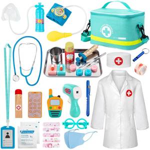 lot 7765 image: Sundaymot Doctor Kit for Kids, 34 Pcs Pretend Playset for Toddlers, Doctor kit for Toddlers 3-5, with Medical Bag, Stethoscope and Other Accessories, for Boys and Girls Fun Role Playing Game