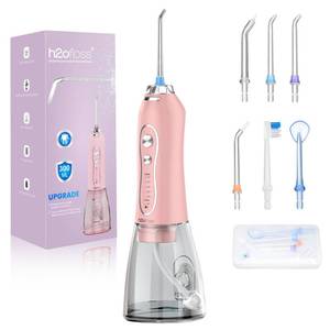 lot 7766 image: Water Dental Flosser Teeth Cleaner Pick, H2ofloss Cordless Portable Oral Irrigator,5 Mode IPX7 Waterproof Teeth Picks 300ML Rechargeable WaterFlosser for Home Travel (Pink)