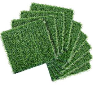 lot 7773 image: HO2NLE Artificial Grass Interlocking Deck Tiles 9 Pack 12x12 Fake Turf Grass Outdoor Tiles with Drainage Holes Waterproof Dog Potty Turf Pad for Patio Balcony Deck Garden Flooring