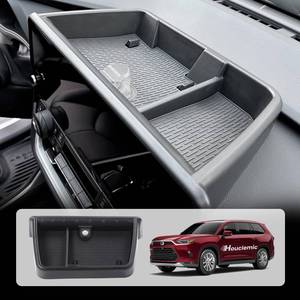 lot 7774 image: HOUCLEMIC for 2026 2025 2024 Grand Highlander Accessories Center Console Behind Screen Dashboard Organizer Tray, Storage box with Anti-Slip Black Pad for Toyota Grand Highlander Accessories
