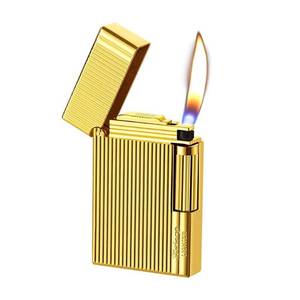 lot 7779 image: JIANCHEN Classic Metal EngravingButane Lighter, Refillable Soft Flame Flip-Top Lighter with Side Slide Ignition, Pocket Lighter for Daily Use or Gifting,Gold a