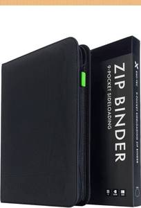 lot 7803 image: Vault X 9 Pocket Zip Binder, 360 Cards, Exo-Tec Material, 20 Side-Loading Pages (Black)