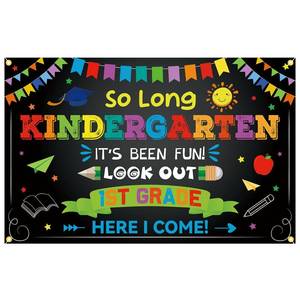 lot 7857 image: YEIRFYY So Long Kindergarten Its Been Fun Look Out 1st Grade Here I Come Backdrop Banner Kindergarten Graduation Party Decorations Kindergarten Grad Background for School Classroom Party Decorations