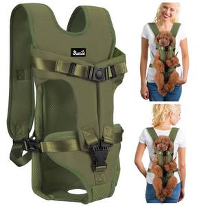 lot 7858 image: Lukovee Dog Backpack Carrier, Legs Out Easy-fit Dog Front Carrier for Small Medium Dogs, Adjustable Hands Free Dog Chest Carrier for Hiking Cycling (Green-4,Large)