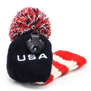 lot 7861 image: Golf 4 Hybrid Head Cover Headcover Knit Knitted Pom Pom USA Rescue Hybrids Utility UT Club Headcover for Hybrids with Adjustable Number Tag 2 3 4 5 6 Hybrid Head Cover for Taylormade Cobra Titleist