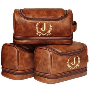lot 7866 image: One Personalized Toiletry Bag for Men, Father Day Gifts, Initial Toiletry Bag, Customized PU Leather Travel Shaving Kit Bag, Birthday Gift for Men, Him, Husband, Dad, Brother, Groomsmen, Boyfriend(J)