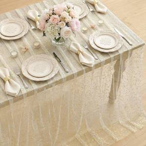 lot 7868 image: Horaldaily Sage Green Gauze Tablecloth 60x140 Inch Rectangular, Golden Sequin Glitter Metallic Foil, Sheer Tulle Cheesecloth for Wedding Baby Shower Ceremony Birthday