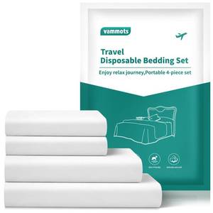lot 7871 image: vammots Disposable Bed Sheets for Hotel, King Size Travel Disposable Bedding Set,Disposable DuvetComforter Cover,Safe and Portable for Travel,Contains 1bed Sheet 1quilt Cover and 2pillowcases