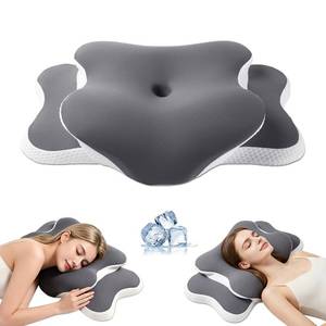 lot 7880 image: Ergo Pillow for Sleep Apnea, Neck Pain, and Snoring Relief  Cervical Neck Pillow for Neck Pain Relief & Side Sleeper  Orthopedic Memory Foam with Ergonomic Neck Support, Gray, Standard