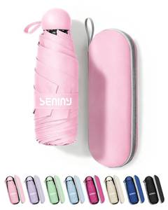 lot 7889 image: Seniny Mini Portable Travel Umbrella with Case - Compact Umbrellas for Rain & Sun UV Protection for Backpack Pocket, Lightweight Folding Small Umbrella, Tiny Purse Size UV Blocker for Kids Women Girls
