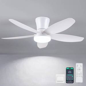 lot 7911 image: Surtime Ceiling Fans with Lights-36 Low Profile Ceiling Fan with Light and RemoteAPP Control,Flush Mount,DC Reversible,LED Dimmable Modern Ceiling Fans for Bedroom,IndoorOutdoor Patio Use(White)