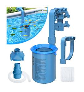 lot 7912 image: DeeprClean Upgrade Above Ground Pool Skimmer Comes with 3 Socks, Anti-tilt Wall Mount Surface Skimmer, Removable Skimmer Basket, Adjustable Height Bracket, Auto Skimming Pool Surface Leaves - Blue