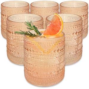 lot 7915 image: Kate Aspen Rose Gold Cups Pink Hobnail Beaded Drinking Glasses Set of 6-10 oz Vintage Glassware Set Cocktail Glass Set, Juice Glass, Water Cups  Makes A Great Hostess Gift, Gift for New Home Owners