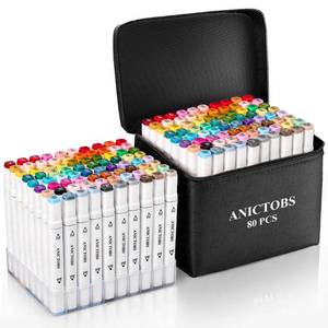 lot 7931 image: ANICTOBS Alcohol Markers 80 Colors with Base Support, Drawing Art Markers Perfect for Students Kids and Adults Comics Sketching Illustration Artistic Creation Gift