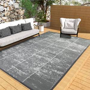 lot 7936 image: 8x 10 Outdoor Rug,Waterproof Reversible Patio Rugs,8x10 ft Plastic Straw Outdoor Carpet Foldable Plastic Camping Mat for Outside RV, Patio,Picnic,Camper,Balcony,Porch(Deep Gray)