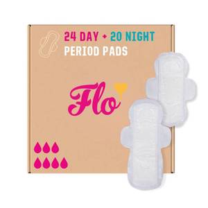 lot 7944 image: Flo - Day  Night Menstrual Pads (24 Day  20 Night) - Organic Bamboo Period Pads for Women - Winged, Ultra-Thin - Absorbent, Soft &amp Breathable - Plant Based Vegan, Cruelty Free