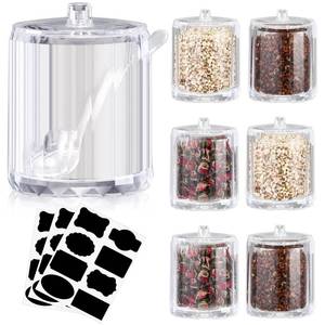 lot 7945 image: Tioncy 6 Pcs Ice Cream Bar Supplies Sugar Bowls with Lid and Spoon Acrylic Candy Dispenser Party Bar Sundae Caramel Apple Dipping Container with Tag (8 oz,Clear)