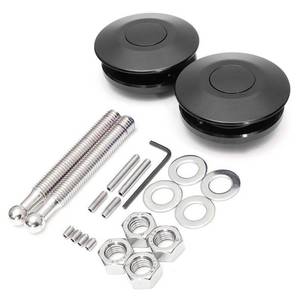 lot 7946 image: STETION Quick Latch Hood Pins Universal 2 Pack 2.44 Diameter Quick Release Latch Push Button Quick Release Hood Bonnet Pins Lock Clip Kit (2 Pack-Black)