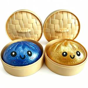 lot 7949 image: 2 Pcs Dumpling Squishy, New Glitter Dumpling Squishies with Beads, Colorful Dumplings Squezee Stress Relief Fidget Sensory Toy Gifts for Kids Adult