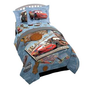 lot 7961 image: DisneyPixar Cars Kids 7 Piece Full Comforter Set - Bed in a Bag with Shams, Lightning McQueen & Mater, Super Soft Fade Resistant Microfiber, Machine Washable BlueGray (Official DisneyPixar Product)