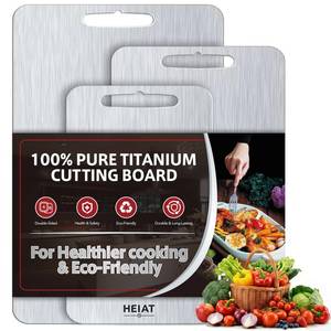 lot 7962 image: Titanium Cutting Board Set of 3, 100% Pure Titanium Cutting Boards for Kitchen, Non-Toxic, Double-Sided Chopping Boards for Raw & Cooked Food, Handles Included, Dishwasher Safe(MLXL)