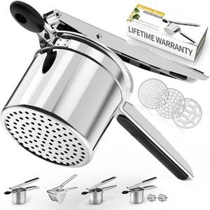 lot 7964 image: Potato Ricer, Ricer for Mashed Potatoes, 3 Interchangeable Discs Potato Masher Stainless Steel for Fluffy Mashed Potatoes, Heavy Duty Spaetzle Maker with Silicone Handle, for Gnocchi Spaghetti