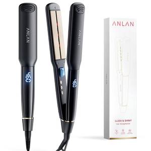 lot 7965 image: Hair Straightener 1.4 Inch Flat Iron and Curler 2 in 1 Wide Ceramic Plate Dual Voltage Straightener with Infrared Ionic Anti-Static Care, Fast Heat-Condition Tech for Less Frizz, Smoother & Shinier