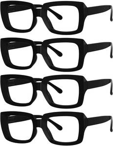 lot 7971 image: Eyekepper 4 Pack Stylish Reading Glasses Women - Oversized Square Readers Black 2.50