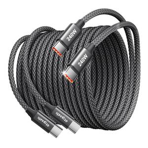 lot 7980 image: etguuds 240W USB C to USB C Cable 10ft, 2-Pack C to C Cable Fast Charging, Type C Charger Fast Charging, USBC to USBC Cord for iPhone 17 16 15 Series Samsung Galasy S26 S25 S24, MacBook iPad Pixel