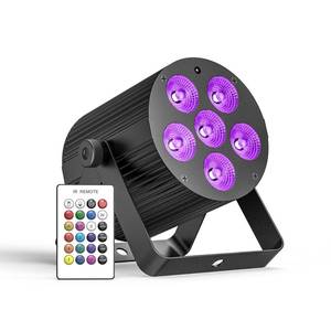 lot 7992 image: Rechargeable Stage Lights, 60W LED RGBWAUV Battery Powered Par Can Lights with 5500mAh, Remote DMX Sound Activated Uplights for Events, Party, Wedding, Concert, Dance - 1Pc