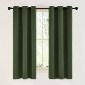 lot 9000 image: NICETOWN Dark Green Blackout Cafe Satin Curtains for Small Windows, 42 Wide by 63 Long, 2 Panels, Grommet Noise Reducing Faux Silk Blackout Drapes for Dining Room