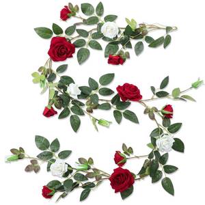lot 9008 image: Thiccywoov Valentine Rose Vine Artificial Flower Garland Fake Flower 6ft Artificial Floral Garland Fake Rose Silk Floral Hanging for Wedding Party Ceremony Outdoor Decor(Red  White,1 Pack)