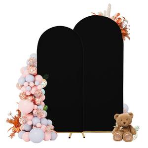 lot 9009 image: DREAHOTEXTIL Arch Covers,Arch Backdrop Stand Fitted Cover for Wedding Birthday Party Ceremony Banquet Decoration(7.2FT&6FT,Black,Cover Only)