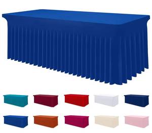 lot 9014 image: Smiry Spandex Tablecloth, Elastic Fitted Stretch Tablecloth for 6FT Rectangle Tables, Waterproof Washable Table Cover Skirt for Outdoor, Wedding, Banquet & Parties (Blue, 72Lx30Wx30H Inch)