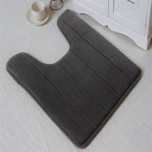 lot 9019 image: Lifup Soft U-Shaped Bathroom Rug, Memory Foam Bath Mat, Non Slip Water Absorption Dry Fast Toilet Mat, Bathroom Floor Mat Dark Grey 1.3 x 1.6 Feet