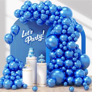 lot 9023 image: Awenztech 122pcs Metallic Blue Balloons, 18 12 10 5 inch Metallic Blue Balloons Different Sizes Blue Balloon Arch Kit for Graduation Baby Shower Wedding Birthday Party Decorations
