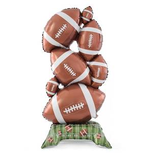 lot 9029 image: Football Party Supplies, 59 Inch Standing Football Balloons Pile for Party Decorations, Sports Theme Birthday, Game Day Celebration, Outdoor & Indoor Photo Backdrop