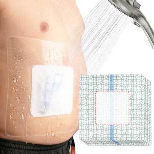lot 9038 image: 15Pcs 10.2x10.2 Shower Shields Wound Cover, Large Waterproof Protector Bandage with Non-Stick Central Pad, Adhesive Dressing Film for Dialysis Catheter Post Surgical PICC Line