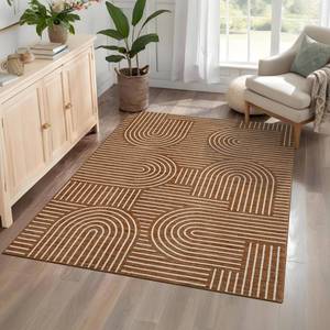 lot 9039 image: ROYHOME Washable Rug 5x7 Area Rugs for Living Room, Abstract Rug for Bedroom, Soft Rainbow Non Slip Throw Rugs with Rubber Back, Low Pile Stain Resistant Boho Geometric Carpet for Dining Room, Copper