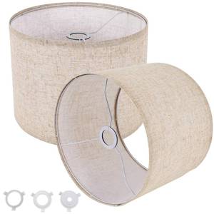 lot 9058 image: Small Lamp Shades Set of 2, Beige Drum Lampshades 8.7Top X 8.7 Bottom X 7.9 High, Replacement Lamp Shades Natural Linen for Table Lamps Floor Lamps Chandelier Lamps, Easy Assembly Required