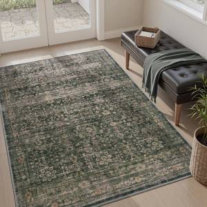 lot 9064 image: MontVoo-Vintage Area Rug 3x5 Green Rugs for Living Room-Soft Distressed Printed Rugs for Bedroom-Non Slip Carpet-Machine Washable Rug for Dining Room Living Room Bedside Office