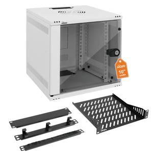 lot 9068 image: Tecmojo 6U 10 inch Rack, Wall Mount Network Cabinet Set,12.3W x 13D x 11.8H- Load Capacity 110Lbs(50 kg),White 10 Wall Housing Server Rack Set