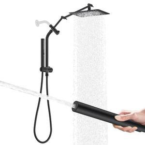 lot 9069 image: KENES 10 Inch All Metal Rain Shower Head with Handheld Spray Combo, High Pressure Rainfall Shower Head wih Adjustable Extension Arm, Dual Showerhead Set with 60 Inch Shower Hose, Matte Black LJ-6060-2