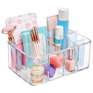 lot 9077 image: STORi 5-Compartment Clear Plastic Organizer  Rectangular Divided Makeup and Vanity Storage Bin and Office Desk Caddy  Scalloped Wall Design  Made in USA