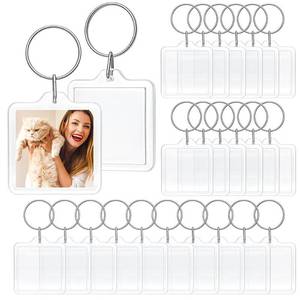 lot 9080 image: PH PandaHall Blank Photo Insert Keychains, 30 Sets Acrylic Photo Snap in Keychain 1.3 Inch Square Custom Blank Photo Keyring DIY Picture Frames for Double-Sided Photos, Clear