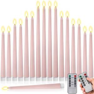 lot 9086 image: Rossesay 16 Pcs Pink Flameless Taper Candles Battery Operated Candles with Remote Timer 8.5 9.6 10.8 12.8 Multiple Sizes Pink LED Flickering Candlestick for Wedding Centerpieces Party Decor
