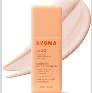 lot 9109 image: BYOMA SPF 50 Face Fluid - Ultra-Lightweight Facial Sunscreen for All Skin Tones - Luminous Glow, No White Cast - SPF Moisturizer Strengthens Skin Barrier - 1.69 fl.oz