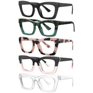 lot 9112 image: ZEHEXA Reading Glasses for Women Blue Light Blocking Glasses Filter UV Square Readers Glasses for Men and Women 5 Pack 1.5