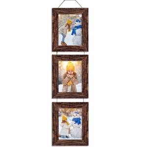 lot 9122 image: Rexllon 5x7 Wall Hanging Picture Frames Collage with 3 Opening Frames Brown