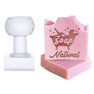 lot 9130 image: PH PandaHall Bathtub Soap Stamp, Character Soap Embossed Stamp Text Acrylic Square Handle Soap Stamp for Handmade Soap Cookie Clay Pottery Stamp Biscuits Gummier Making Projects